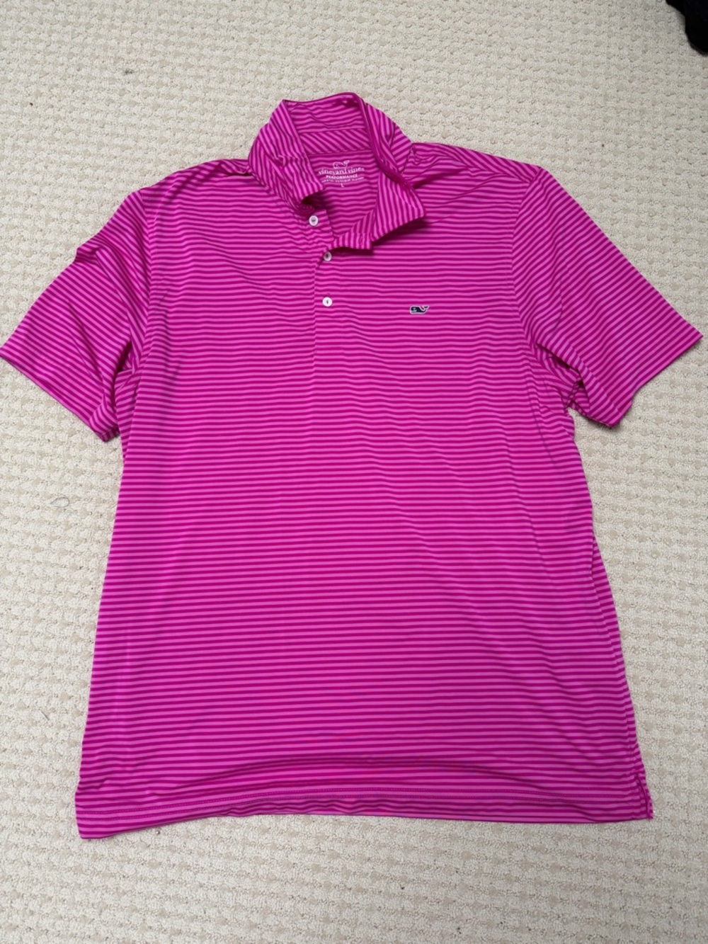 Vineyard Vines Men’s Magenta Striped Polo